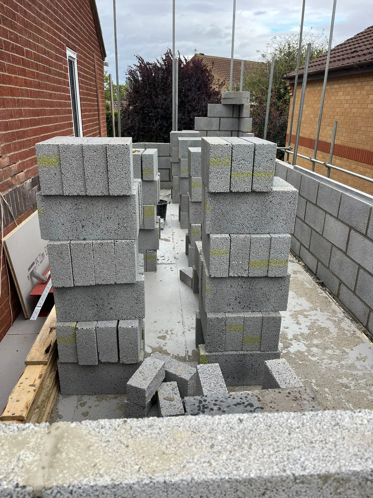 Blocks ready for the next masonry stage of the Heckington extension